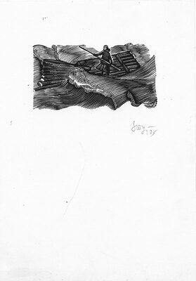 Туров Степан Фёдорович. Лот из 12 иллюстраций и заставок к роману А. Чмыхало «Дикая кровь» с приложением каталога выставки (1983)